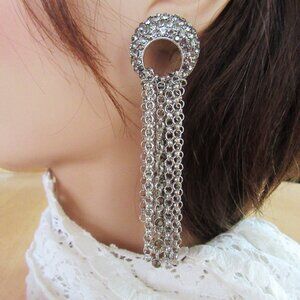 Mia Collection sparkling clear & gray rhinestone shoulder duster earrings